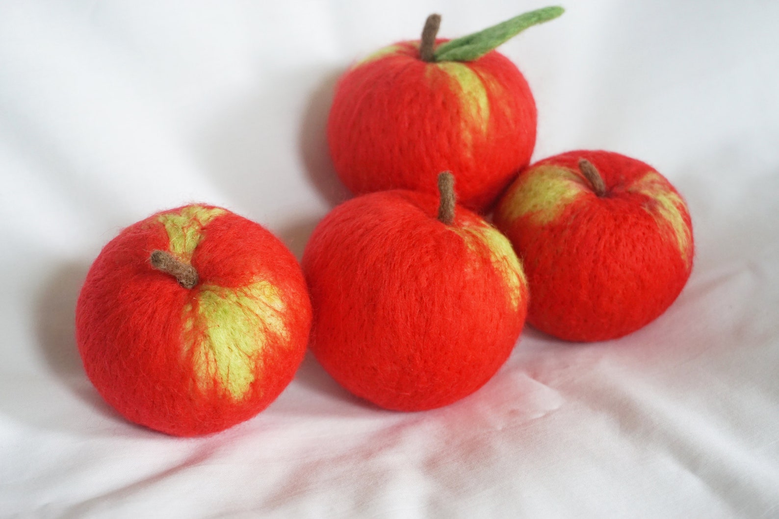 Needle Felted Apple Macintosh Apple Life Size Play Food Etsy