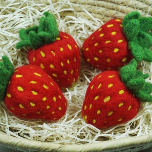 Strawberry Extra Large Needle Felted Felted Fruit Needlefelt Strawberries Felt Strawberry Kitchen Decor Soft Sculpture image 5