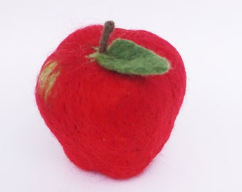 Needle Felted Delicious Apple: Life Size Wool Sculpture, Play Food