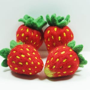 Strawberry Extra Large Needle Felted Felted Fruit Needlefelt Strawberries Felt Strawberry Kitchen Decor Soft Sculpture image 4