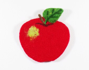 Applique - Needle Felted Apple - 2 Sizes - Use as Applique or Add Pin Back