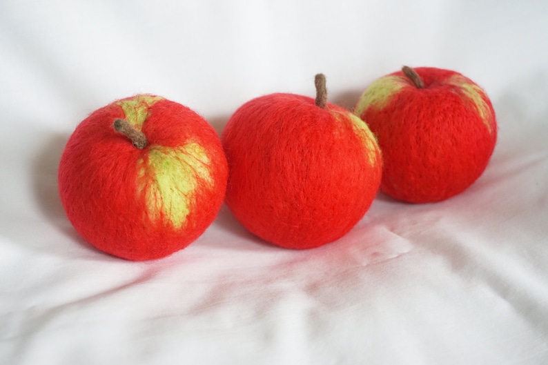Needle Felted Apple Macintosh Apple Life Size Play Food Etsy