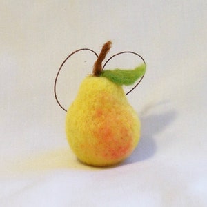 Miniature Fruit Ornament Needle Felted Pear Bartlett Pear Mini Ornament Felt Christmas Christmas felt Christmas Gift image 1