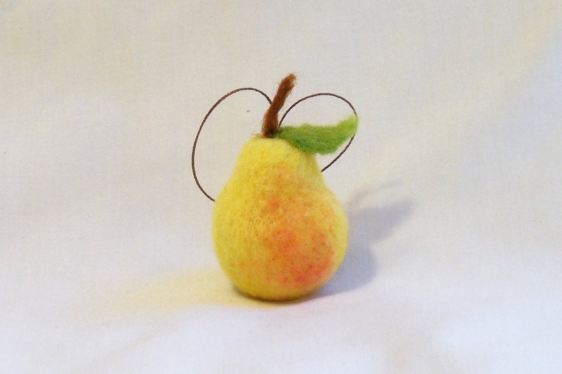 Miniature Fruit Ornament Needle Felted Pear Bartlett Pear Mini Ornament Felt Christmas Christmas felt Christmas Gift image 1