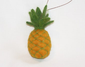 Needle Felted Mini Pineapple Christmas Ornament: Hand Crafted Wool Decor