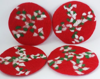 Felt Coasters - Set of Four - Needle Felted Wool Coasters with Waterproof Backing - Home Decor - Needlefelt Coasters - Gift for Home