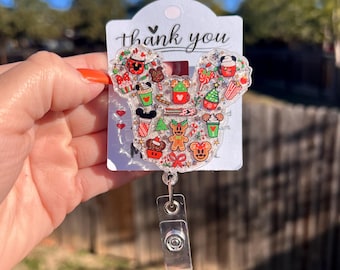 Christmas Disney Badge Reel, Holiday Lights, 6cm Retractable Reel