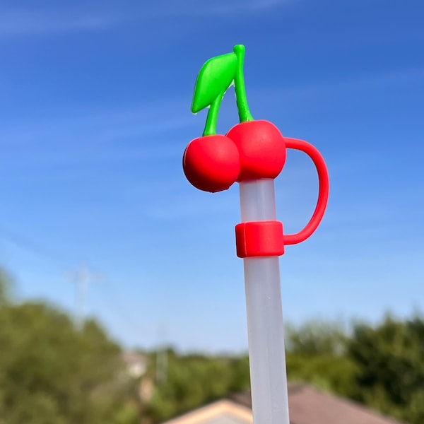 3D Cherry Straw Topper: Adorable Cup Accessory