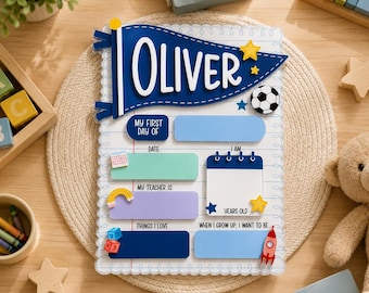 Personalized Acrylic First Day of School Sign, Custom Preschool Milestone Board, Dry Erase Back to School Board, Kids School Photo Prop