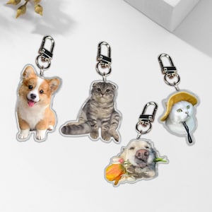 Custom Cat Keychain, Personalized Pet Gift, Custom Pet Keychain, Pet Memorial, Acrylic Keychain, Gift for Pet Lover, Family Photo Keychain