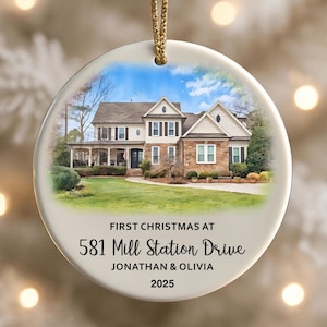 Decorazione per la nuova casa - Decorazione natalizia personalizzata per la nuova casa - Decorazione con foto acquerello - Decorazione con foto personalizzata - Regalo per la nuova casa