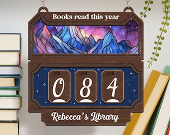Custom Books Read Tracker, Books Read This Year, Bookshelf Counter with Name, Bookish Decor, Gift for Readers, Birthday Gift for Book Lover