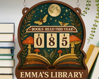 Books Read Tracker, Books Read This Year, Bookish Decor, Bookshelf Counter with Name, Custom Reader Gift, Birthday Gift for Book Lover