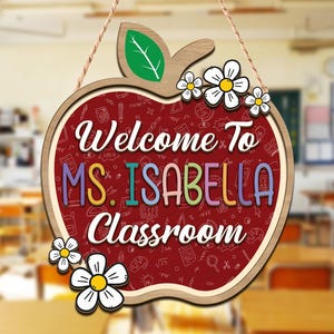 Percha de puerta 3D para profesores, regalos para profesores, letrero de bienvenida para el aula, letrero con el nombre del profesor en 3D, decoración para el aula, regalo de regreso a la escuela