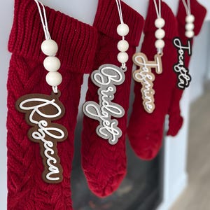 Christmas Stocking Tags, Christmas Gift, Personalized Wood/Acrylic Tags, Holiday 3D Name Tags, Keepsake Ornaments, Xmas Gift For Kids