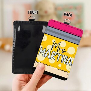 Personalized Teacher Back To School Gift, Custom Teacher Leather ID Card Holder, Custom Teacher Lanyard Accessories, Teacher School Supplies