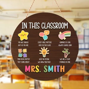 Letrero personalizado para profesor, letrero 3D para puerta, colgador de puerta para aula, letrero de regreso a clases, letrero de bienvenida para educación especial, letrero SPED