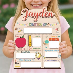 Custom First Day At School Sign, First & Last Day of School Interchangeable Sign, Personalized Wooden School Board Gift for Student