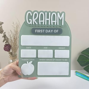 Letrero acrílico personalizado para el primer día de clases, tablero personalizado para el regreso a clases, tablero personalizado para el primer y último día de clases, letrero intercambiable