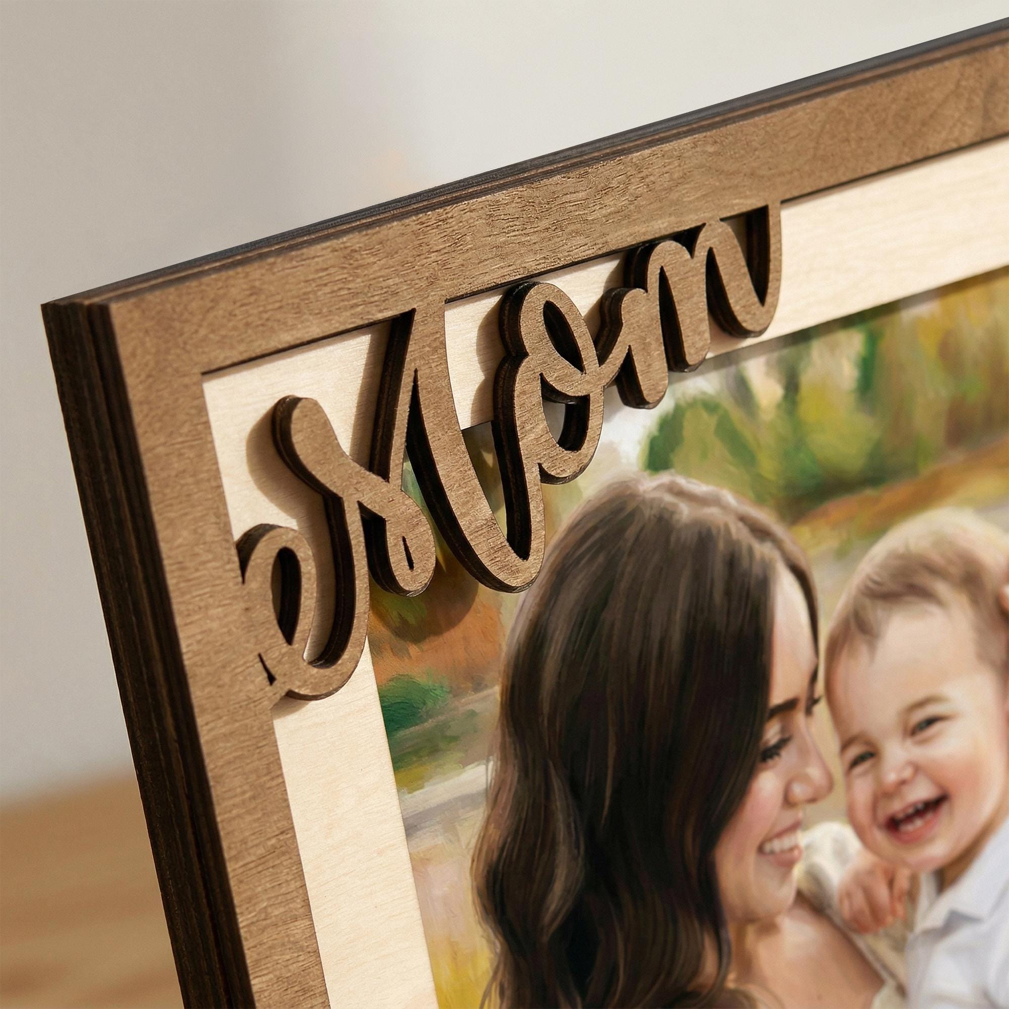 Mom Embroidered Frame Personalized Mom Photo Frame, Custom Portrait Frame Gift for Mom ...