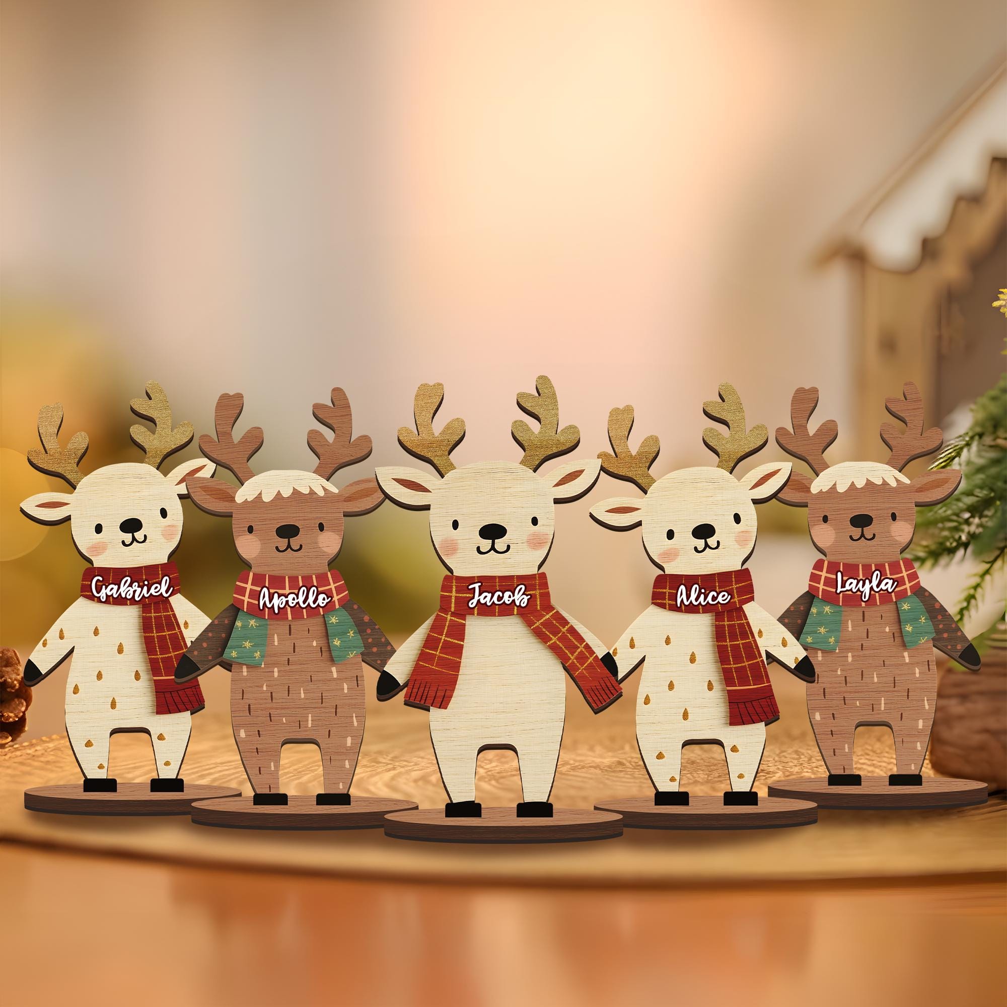 Personalized Freestanding Reindeer, Family Christmas Reindeer Decoration, Place Names Setting, Ornament, Table Place Names, Grandma's Gift