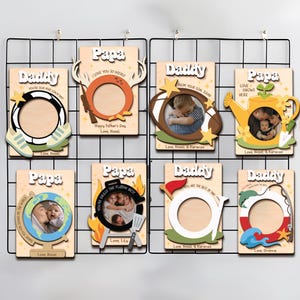 Marco magnético de fotos personalizado para el Día del Padre, regalo con imán de fotos personalizado para papá o abuelo, recuerdo fotográfico para niños, imán de nevera para él