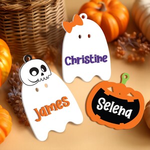 Boo Basket Tag, 3D Halloween Name Tags, Personalized Halloween Tag, Pumpkin Basket Name Tag, Trick or Treat, Boo Bag Name Tag, Skull Tag
