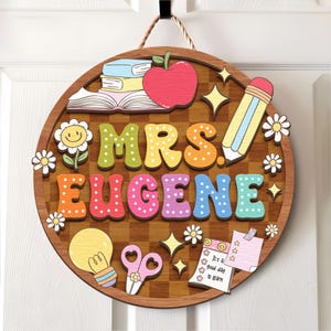 Percha de puerta personalizada 3D para profesor, regalo de agradecimiento, letrero de bienvenida para el aula, decoración para la vuelta al cole, letrero de cuaderno con diseño de cuaderno.