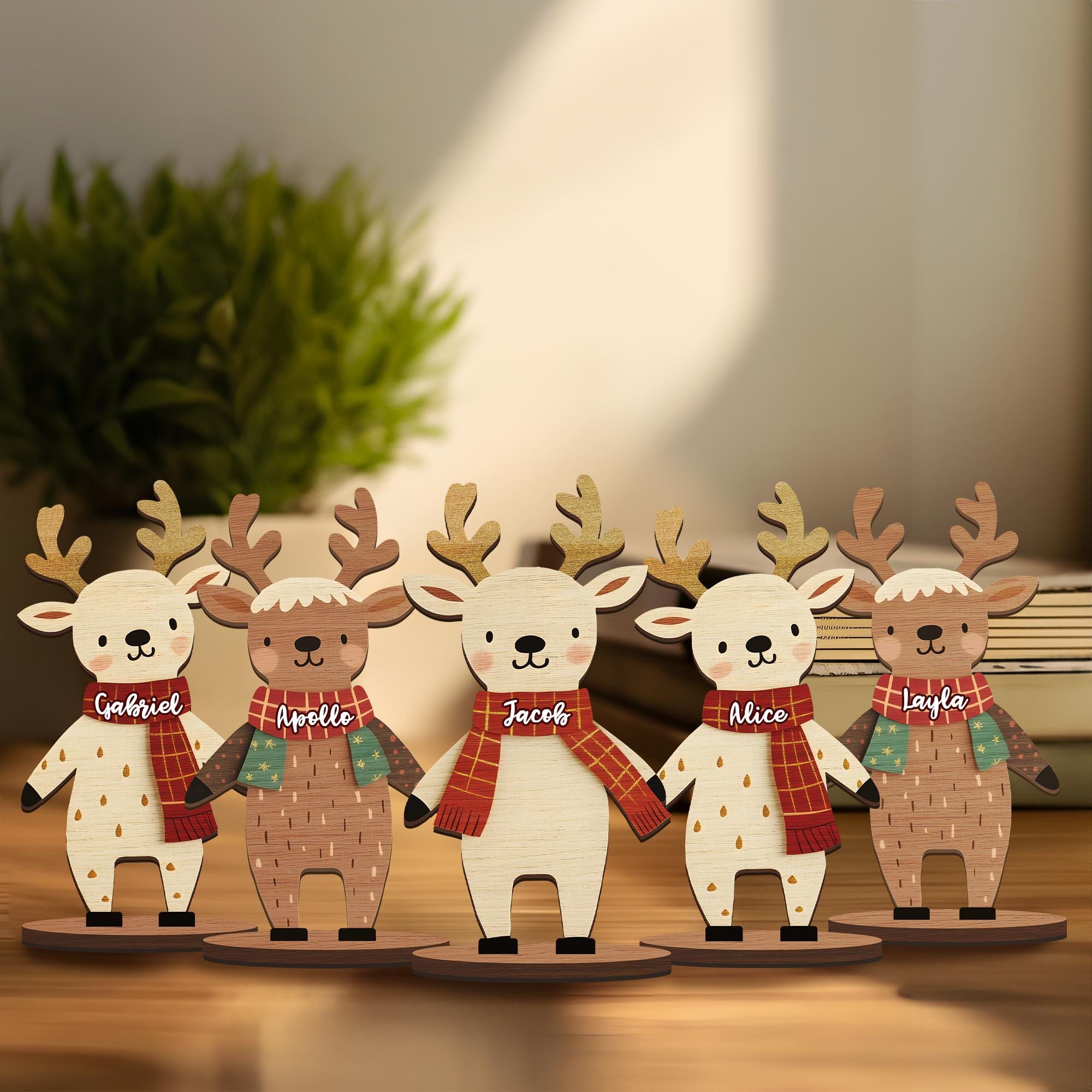 Personalized Freestanding Reindeer, Family Christmas Reindeer Decoration, Place Names Setting, Ornament, Table Place Names, Grandma's Gift