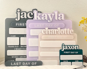 Acrylic First Day of School Sign, Personalized School Sign, Back to Schoo, Photo Prop, Custom First & Last Day School Board, Milestone Sign