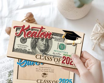 Personalized Graduation 2025 Money Holder Gift, Custom Gift for Grad Student, Gift for High School Senior, Custom Grad Name Cash Holder