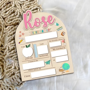 Letrero personalizado de regreso a clases, letrero de primer día de clases, letrero de último día de clases, foto de regreso a clases, letrero personalizado de margaritas para niños.