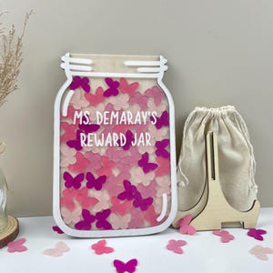 Gepersonaliseerde kleurrijke vlinderbeloningpot, aangepaste sternaampot, cadeau voor leraar, klasdecor, terug naar school cadeau, beloning voor kinderen