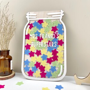 Personalized Colorful Star Reward Jar, Custom Name Smile Jar, Gift For Teacher, Classroom Decor, Back to school gift, Reward For Kids