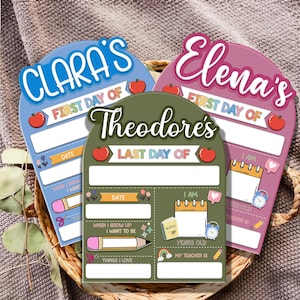 Letrero acrílico para el primer día de clases, letrero escolar personalizado, accesorio para fotos de regreso a clases, tablero personalizado para el primer y último día de clases, letrero de hito.
