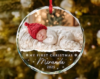 Custom Baby Photo Ornament, Babys First Christmas Ornament, Baby Face Picture Ornament,  Personalized New Baby Gift, Newborn Christmas Gift