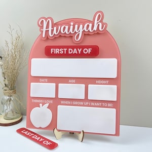 Letrero acrílico personalizado para el primer día de clases, tablero personalizado para el regreso a clases, tablero personalizado para el primer y último día de clases, letrero intercambiable