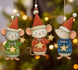 Décoration De Noël Souris En Acrylique – Ornement Pour Sapin, Maison, Voiture, Bureau, Design Mignon Et Humoristique