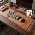 Personalized Leather Desk Mat from Photo, Custom Line Art Mouse Pad for Dad, Father\u2019s Day Gift for Husband, Daddy Picture Desk Pad Mouse Mat