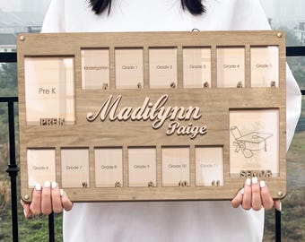 Personalized Pre K to Graduation School Picture Frame, Custom School Years Photo Frame, Grade School Photo Frame, Senior Graduation Gift