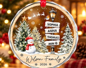 Custom Family Names Christmas Ornament 2026, Personalized Signpost Street Sign Keepsake, Gift for Grandparents, New Family Xmas Decor