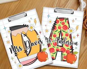 Personalized Teacher Appreciation Gift, Custom Boho Floral Teacher Clipboard, End Of Year Gift, Back To School Teacher School Supplies