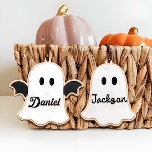 Boo Basket Tag, 3D Halloween Name Tags, Personalized Halloween Tag, Pumpkin Basket Name Tag, Trick or Treat, Boo Bag Name Tag, Skull Tag