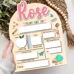 Letrero personalizado para el primer día de clases, letrero para la vuelta al cole, letrero para el primer día de clases en el jardín de infancia, letrero para el primer y último día de clases como accesorio fotográfico