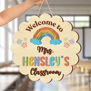 Regalos personalizados para profesores, letrero 3D para puerta, letrero de bienvenida para profesores, letrero para puerta de aula, regalo de regreso a clases, decoración para el primer día de clases