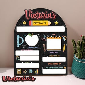 Letrero personalizado para el primer día de clases, letrero para la vuelta al cole, letrero para el primer día de clases en el jardín de infancia, letrero para el primer y último día de clases como accesorio fotográfico