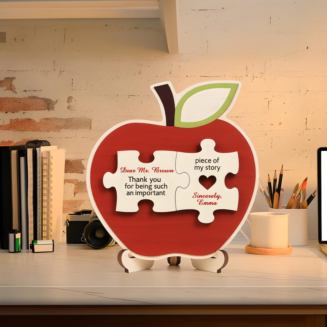 Personalized Teacher Gift, Appreciation Gifts, Apple Puzzle Piece Sign ...