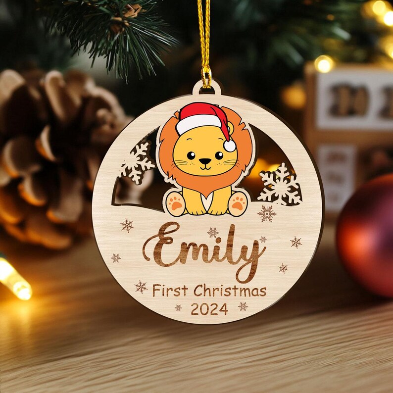 Custom Baby's First Christmas Baby Foot Ornament 2024, Personalized
