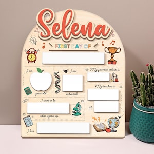 Letrero personalizado para el primer día de clases, letrero para la vuelta al cole, letrero para el primer día de clases en el jardín de infancia, letrero para el primer y último día de clases como accesorio fotográfico
