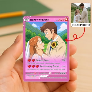 Cadeau photo personnalisé sur le thème de l'anime pour couple, cadeaux d'une femme, carte Poke Love personnalisée, cadeau de mariage, cadeaux de jeunes mariés, cadeaux d'anniversaire